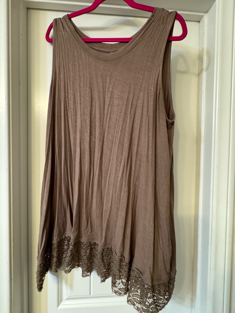 Signature Brown Crochet-Hem Tank Top